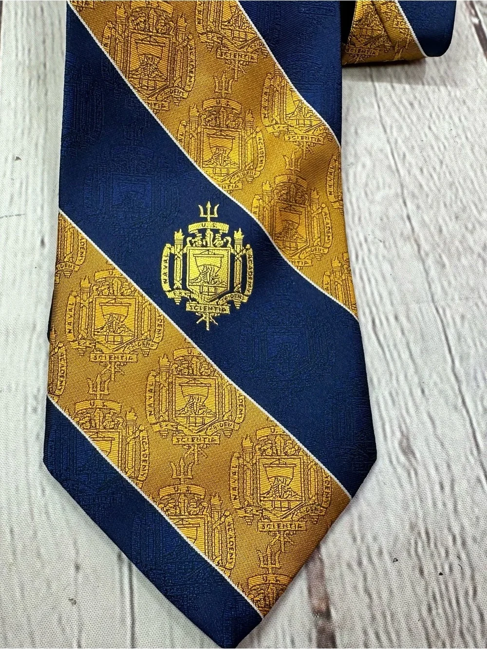 US naval academy Striped Men's Silk Tie - Classic Regimental Design